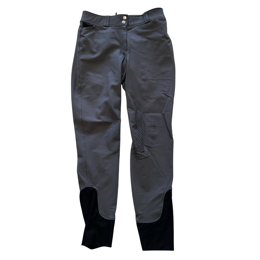 Dover Saddlery Women's 28 Riding Breeches Gray Silicone Knee Patch Equestrian